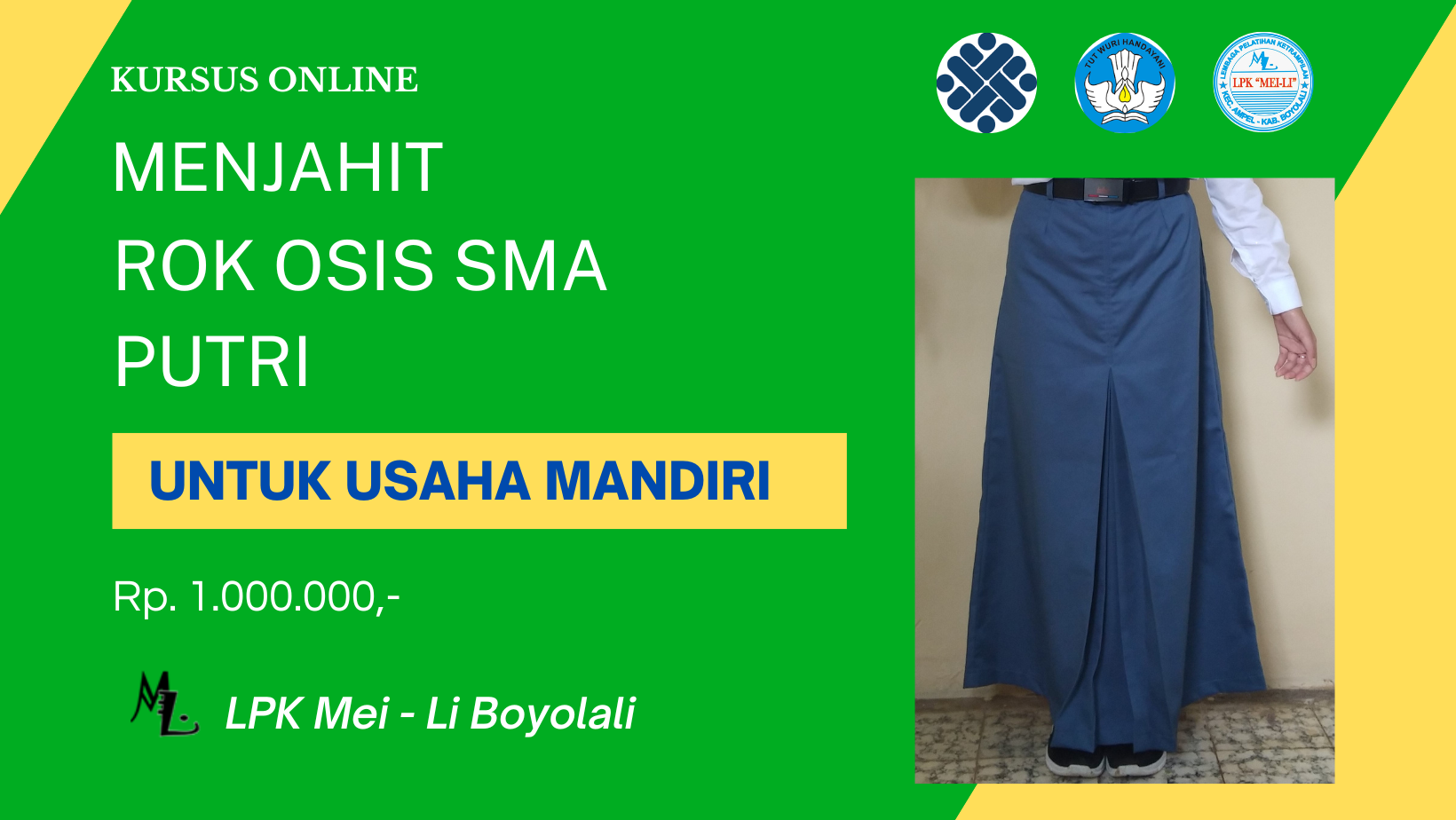 Membuat Rok Osis SMA untuk Usaha Mandiri (Bauran)