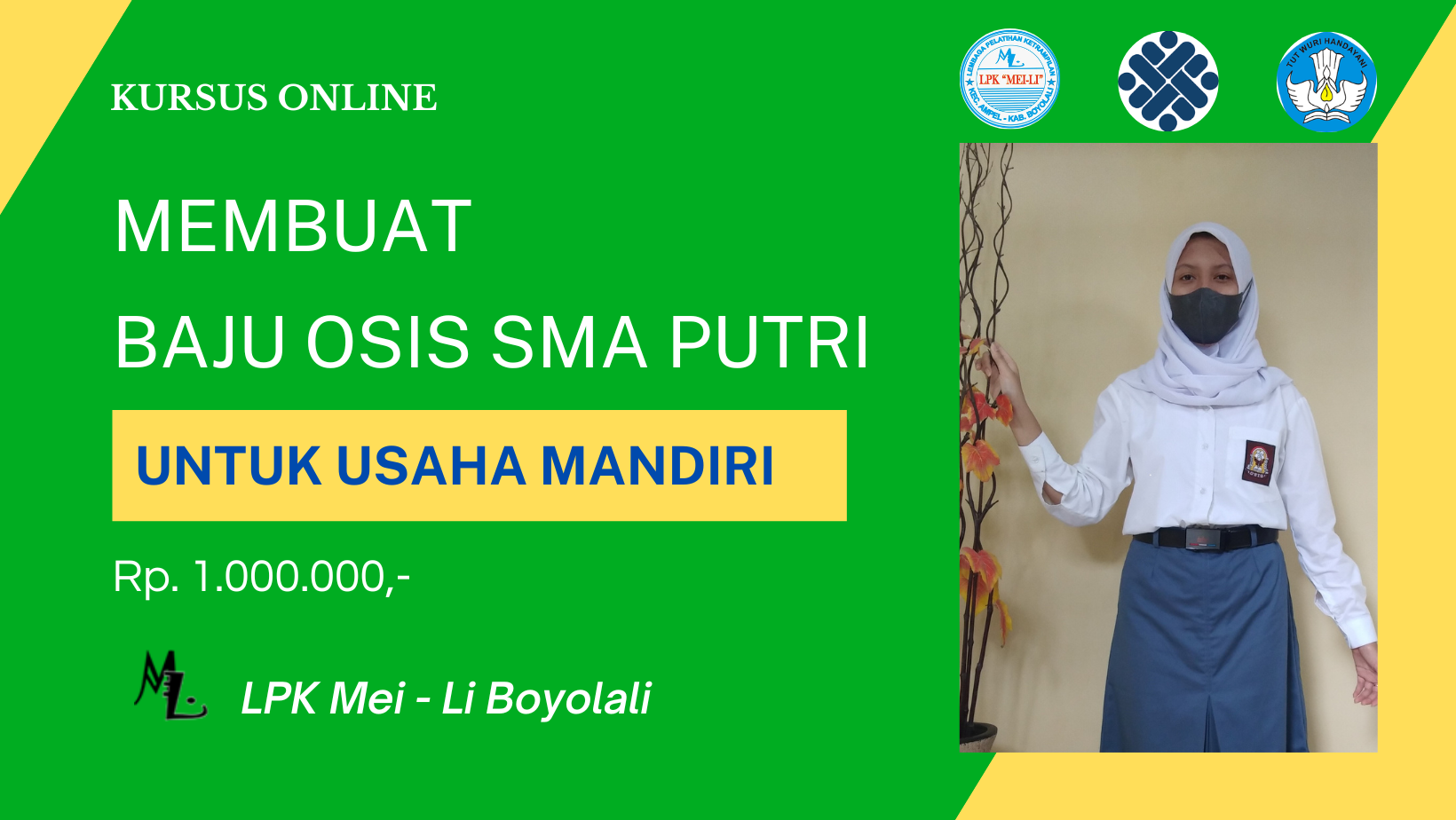 Membuat Baju Osis SMA Putri Untuk Usaha Mandiri (Bauran)