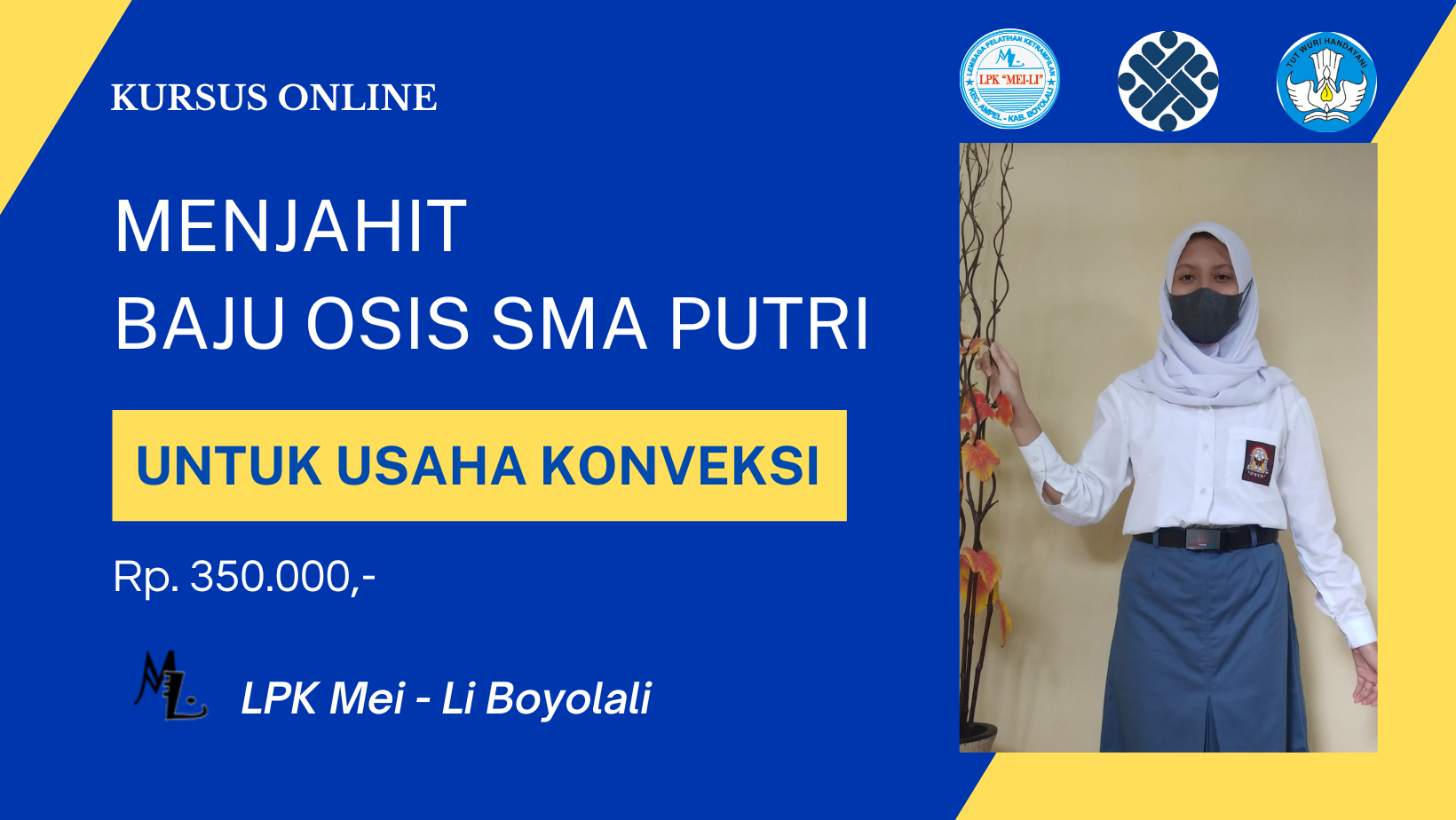 Menjahit Baju Osis SMA Putri Untuk Usaha konveksi ( Bauran )